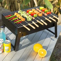 folding portable barbecue charcoal grill stainless steel mini bbq tool camping gear for outdoor cooking camping picnics beach