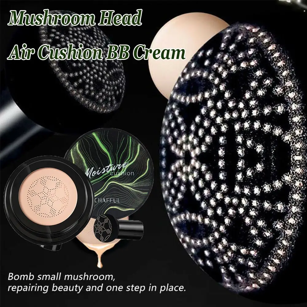 

Longlasting Brightening Foundation Ivory White Natural Face Makeup Air Cushion BB Cream With Mushroom Puff Sponge