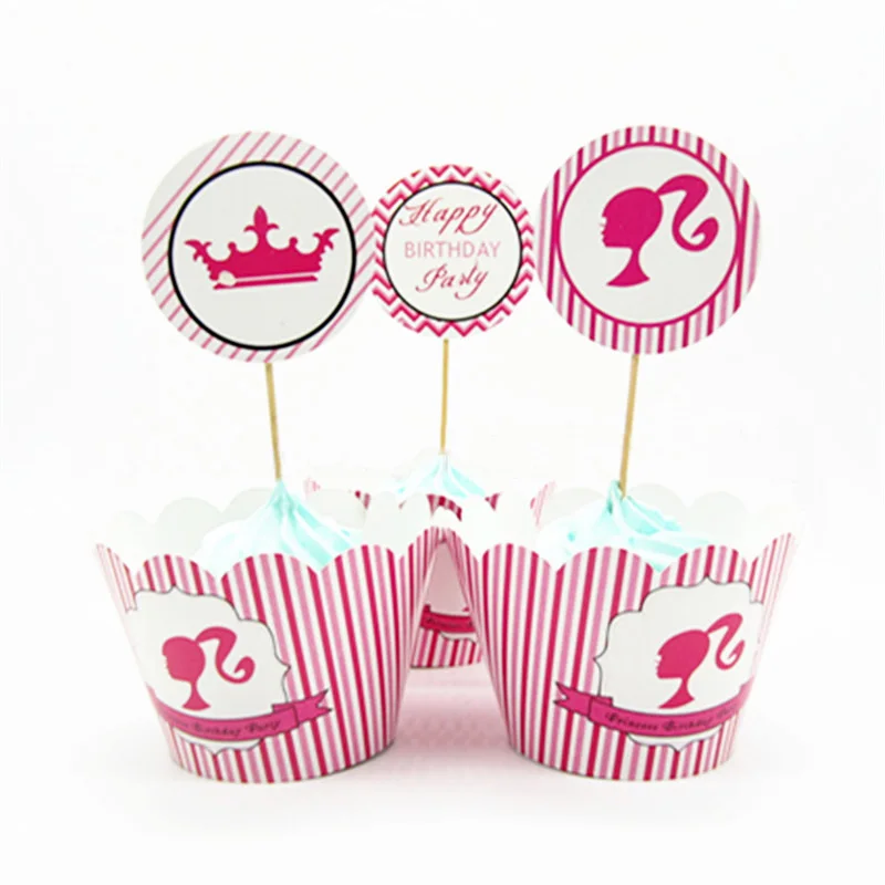 24 pcs/lot Red lips beard Cupcake Wrapper Birthday cake flag Cup Muffin Paper Topper for Party Supplies | Дом и сад