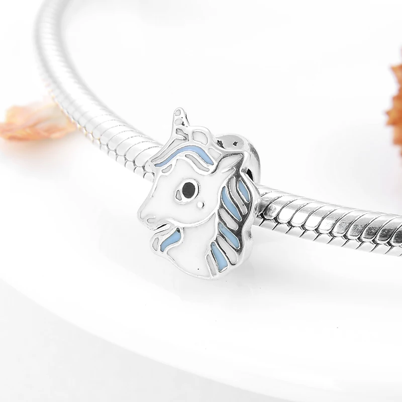 God Beast синие и белые эмалированные бусины-пробки в виде единорога Оригинальные