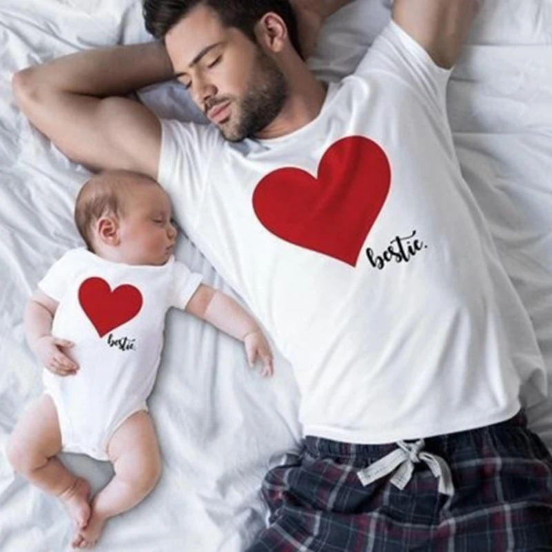 1 jugador 1/2 padre y beb&eacute; familia mirar a juego camisetas Tops beb&eacute; monos pap&aacute; y ni&ntilde;os que combinan ropa camiseta-2