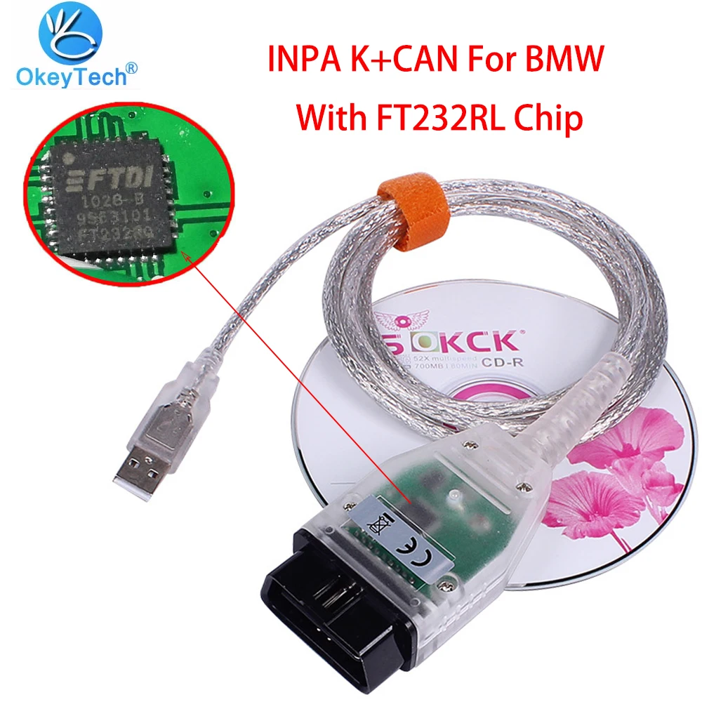 Автомобильный диагностический кабель и соединитель для BMW INPA K + DCAN с чипом FT232RL