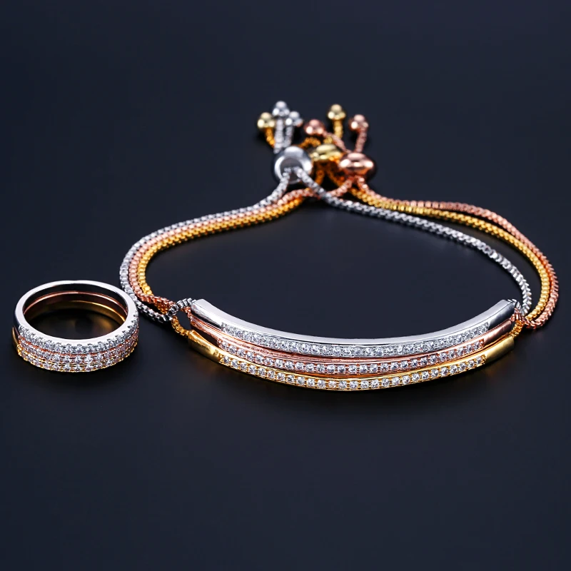 FEEHOW регулируемый браслет для женщин пленительный бар слайдер блестящий CZ