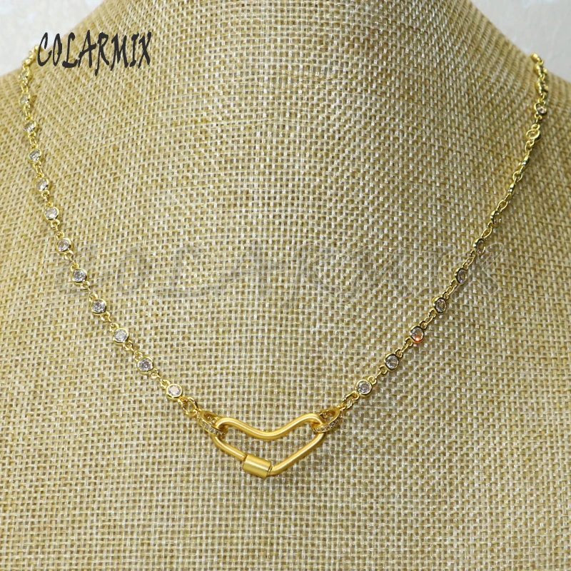 

3 strands Love Clasp necklace Lock Crystal necklace bolt carabiner fashion accessories for women 50442