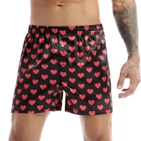 mans underwear sexy love heart print soft boxers underpants gay casual shorts beach wear lightweight loose lounge short pants