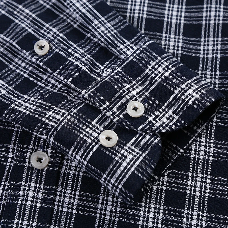 

Spring Autumn Men's Black White Plaid 100% Cotton Shirts Fit Youth Washed Cotton Shirts Clothing Manufacturers Dropshiping