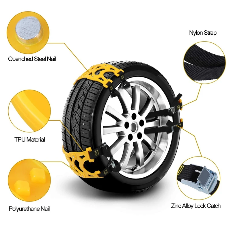 Car Snow Chains Emergency Anti Slip Tire for Most Cars/SUV/Trucks Winter Universal Security Width 165mm | Автомобили и мотоциклы