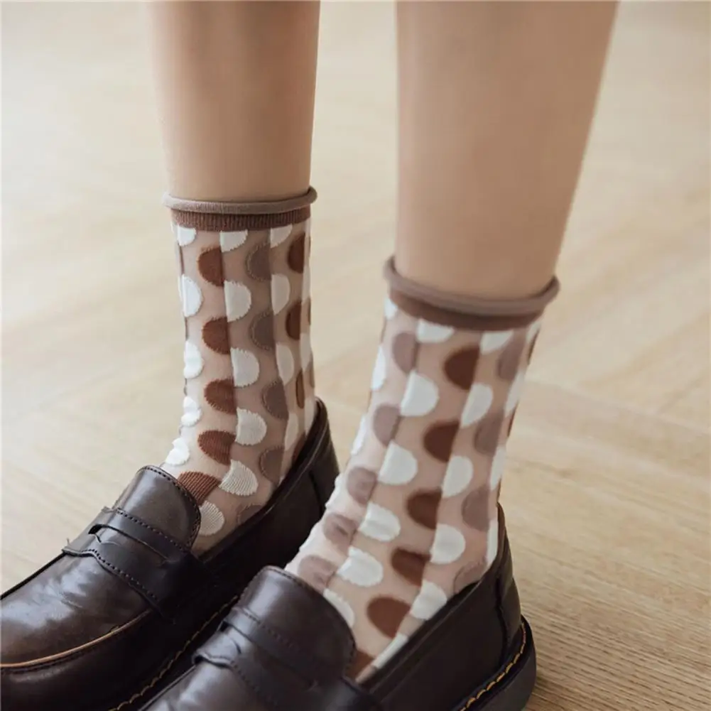 

Женские носки, прозрачные дышащие полукруглые сетчатые носки с цветами и кроликом, весна/лето