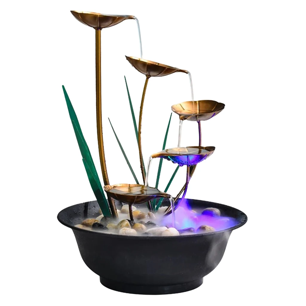 

Indoor Flowing Water Fountains Feng Shui Desktop Waterwheel Fountain for Home Office Living Room Desktop Ornament Crafts Gifts