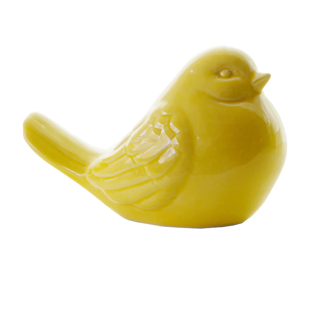 

Желтая глазурованная фигурка птицы ручной работы, маленькая птица, скульптура, коллекционная птица