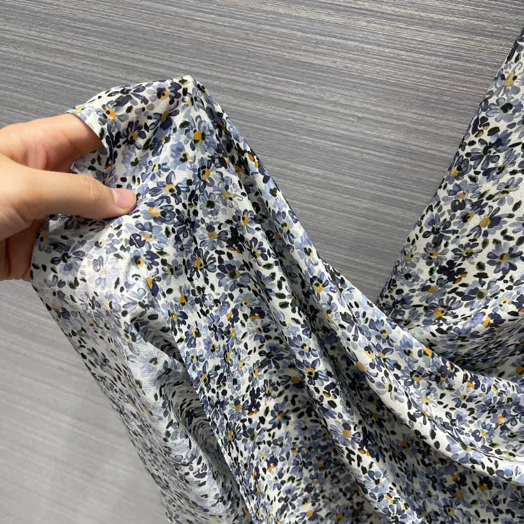 

Luxury 100% Silk Dresses for Women Summer New 2021 Lace Up Collar High Waist Slim Dress Elegant Big Hem Flower Silk Dresses Lady