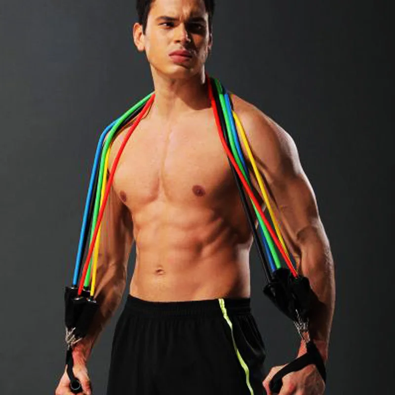 

ZK30 11pcs/set Workout Resistance Bands Pull Rope TPE Tubes Excerciser Body Training Yoga Fitness Equipments