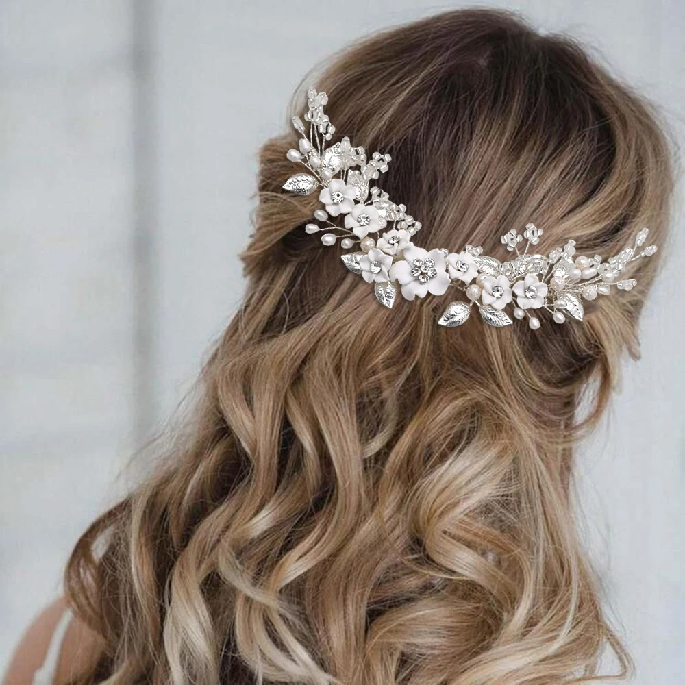 Flower Women Headdress Wedding Hair Accessories Newest Bridal Hair Comb Hair Jewelry Bridal Headpiece Marriage Wedding Hair Clip