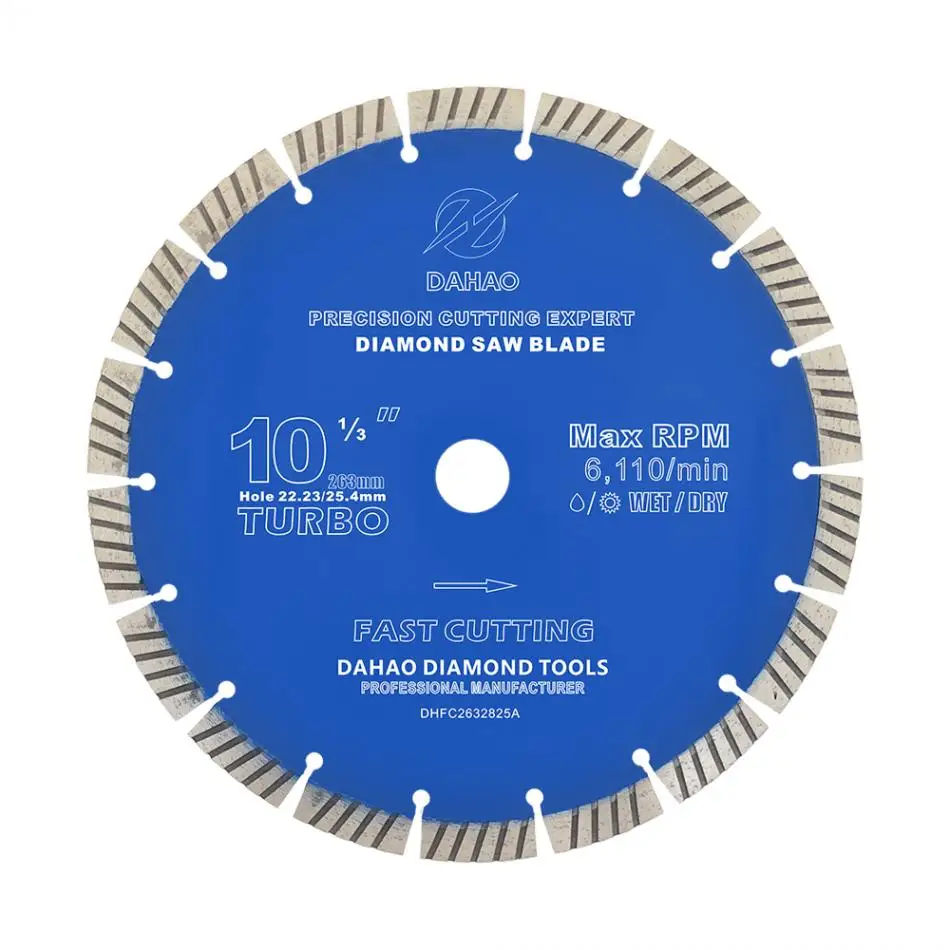 

Split Tooth Segmented Shape Diamond Saw Blade 114mm 190mm 230mm 250mm 263mm Dry Cutting for Concrete / Stone / Masonry / Brick