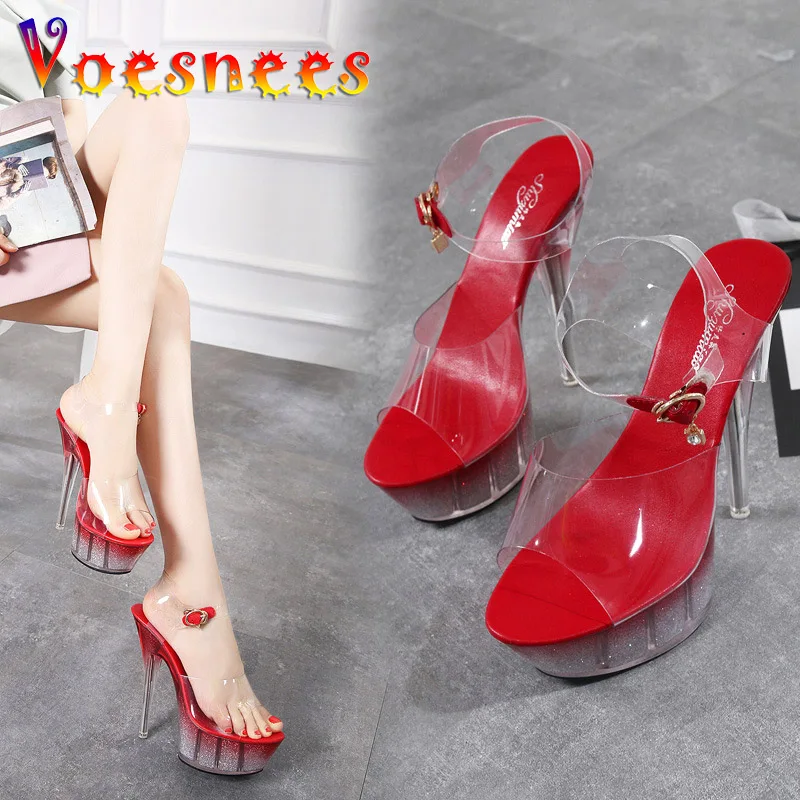 2021 New Women Night Club Steel Tube Dancing Sandals Transparent PVC Crystal Bottom Waterproof Platform Wedding High Heel Shoes | Обувь