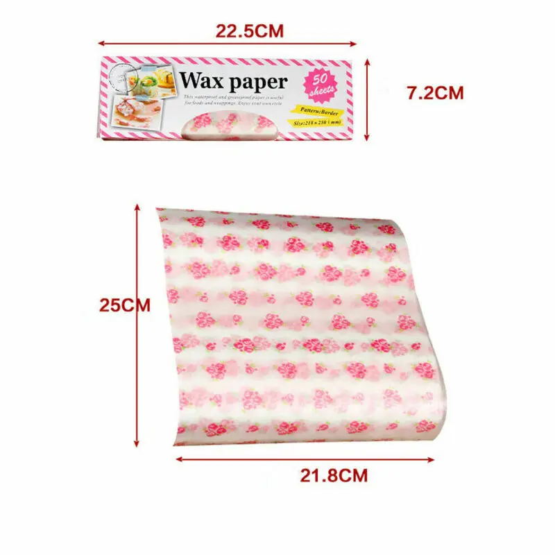Wax Paper Food Wrapping Greaseproof Baking Soap Packaging New 7 styles Print Flowers Heart Macaron Stamp |