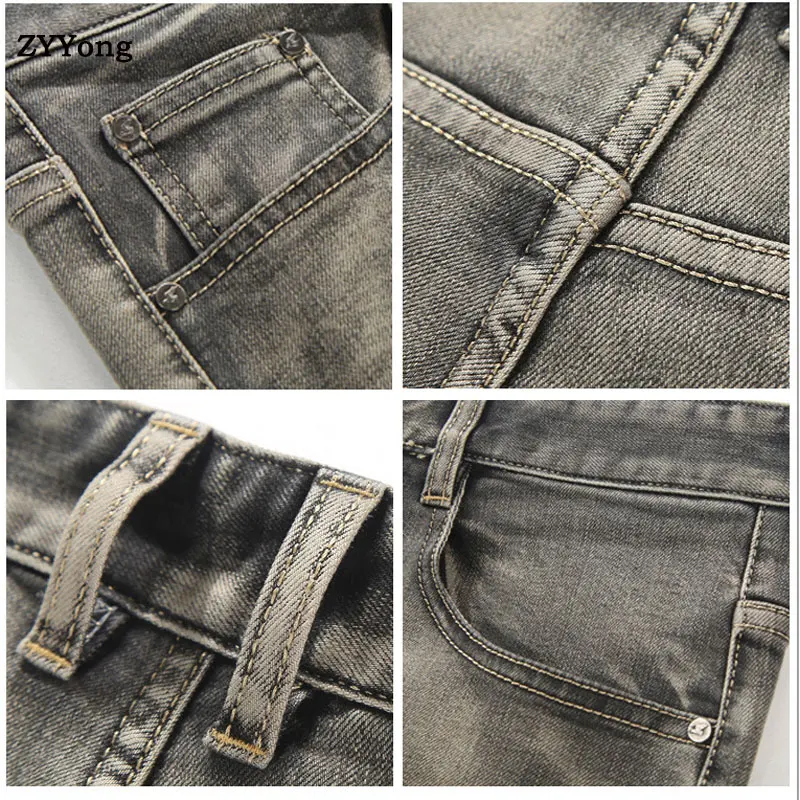 ZYYong Men's Jeans Wide Leg Trousers Hip Hop Grey Casual Men's Jeans Trousers Loose Jeans Rapper Skateboard Loose Men's Jeans