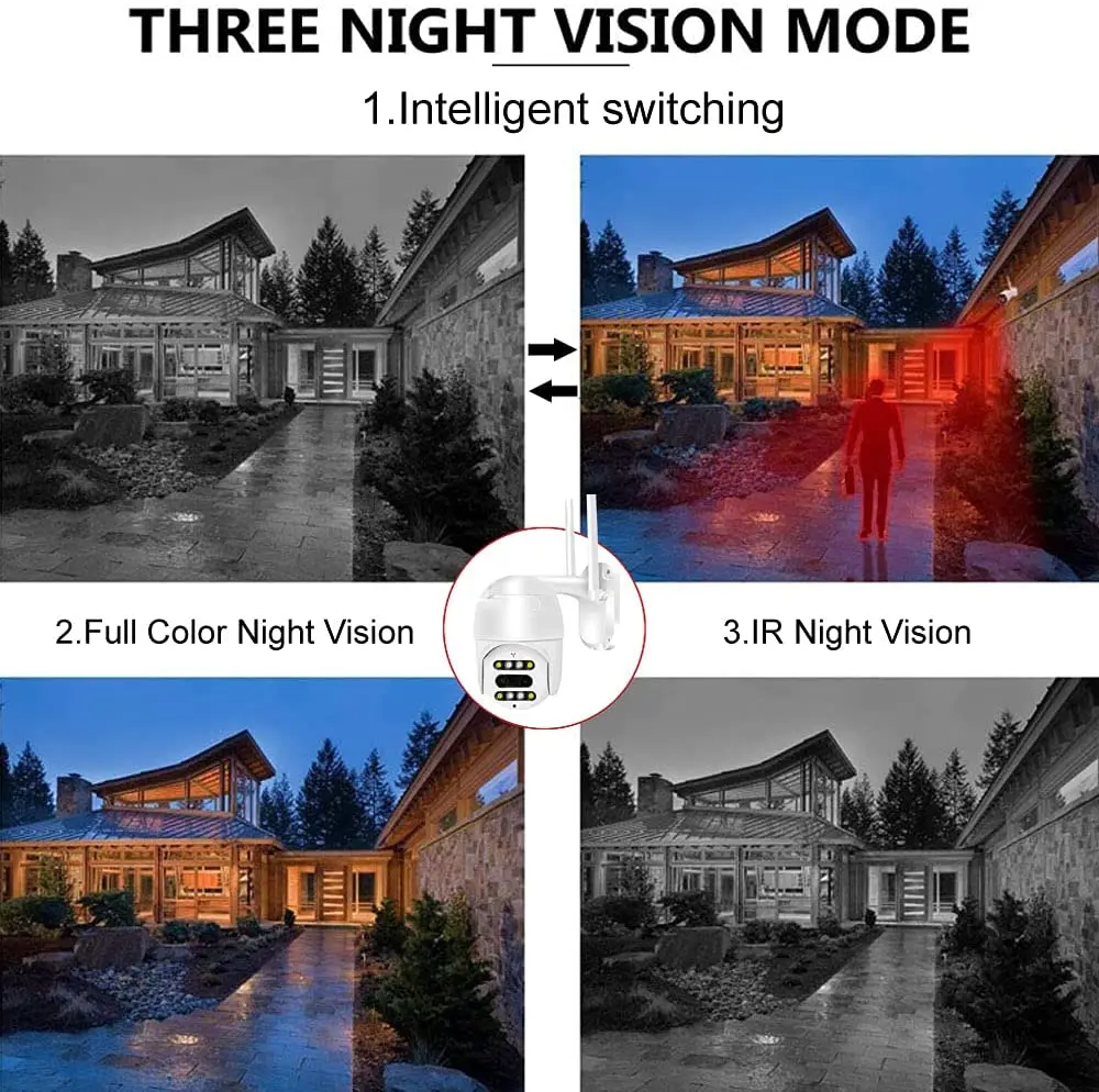 4MP WiFI PTZ Camera Speed Dome 10X Zoom Dual Lens Wireless IP Outdoor Loop Recording Color Night Vision Remote Control | Безопасность и