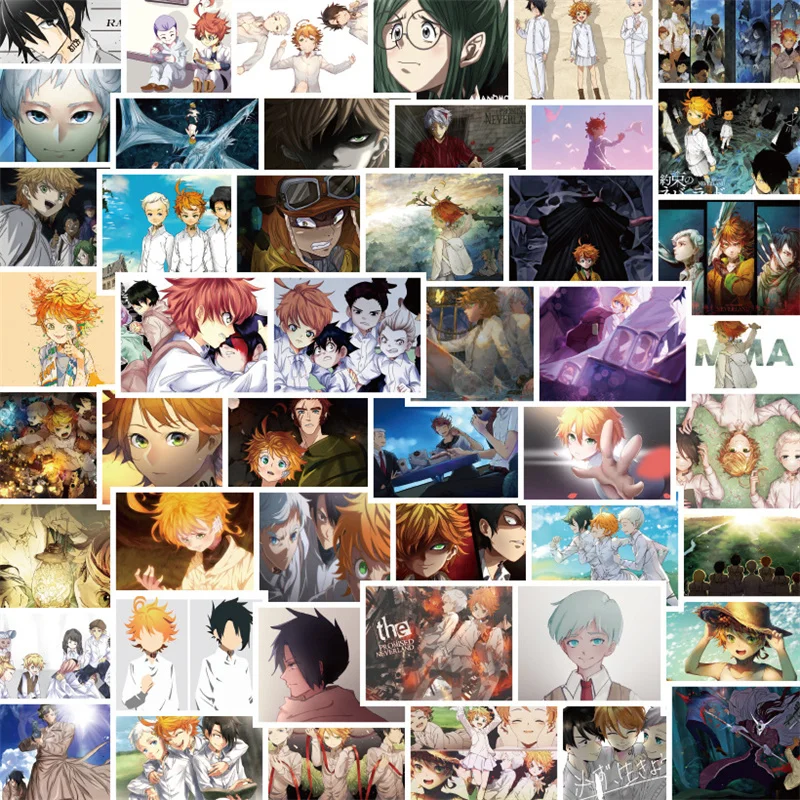 

50PCS Anime The Promised Neverland Graffiti Stickers For Laptop Notebook Skateboard Computer Luggage Decal Sticker Toy