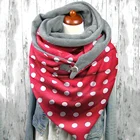 Женский теплый шарф с принтом в горошек, на пуговицах