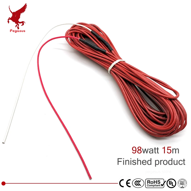 

12K 15meter 98watt carbon fiber silicone rubber heating cable multipurpose soft tough heat wire radiation-free warm heat cable