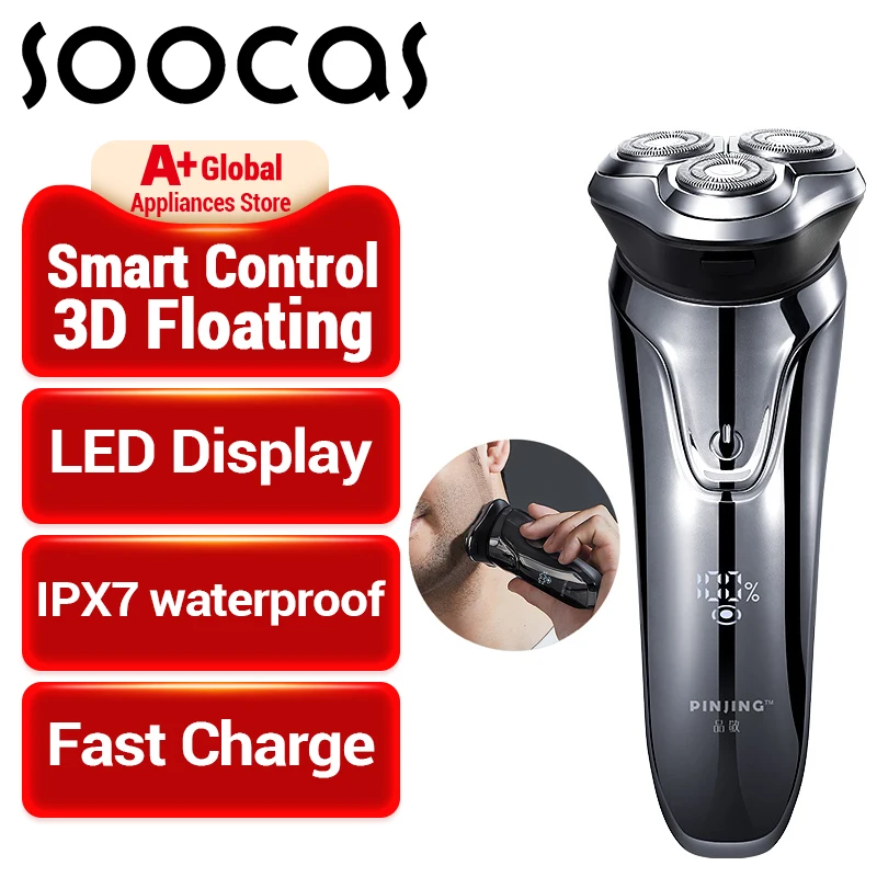 

SOOCAS ES3 PINJING Electric Shaver Shaving Machine Men 3Heads Beard Trimmer LED Digital Display USB Rechargeable Shaver