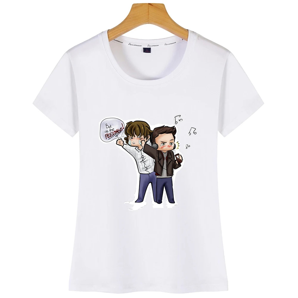 Женские топы футболка сверхъестественное ощущение летняя Harajuku короткая