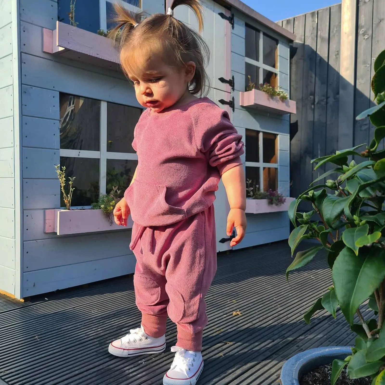 

2 шт., Осенний однотонный топ с длинным рукавом и круглым воротником