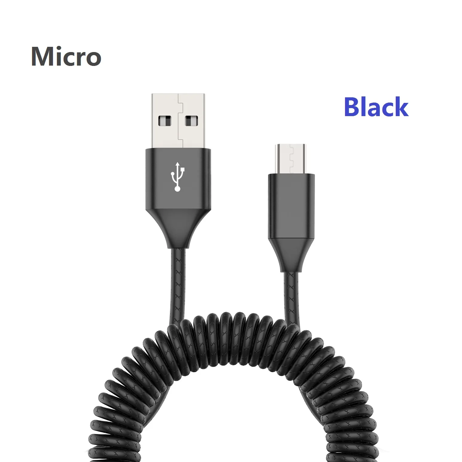 NOHON пружинный USB кабель для iPhone, samsung, Xiaomi, huawei, быстрое зарядное устройство для lightning, зарядный кабель для передачи данных, шнур зарядного устройства для Android - Цвет: Micro - Black