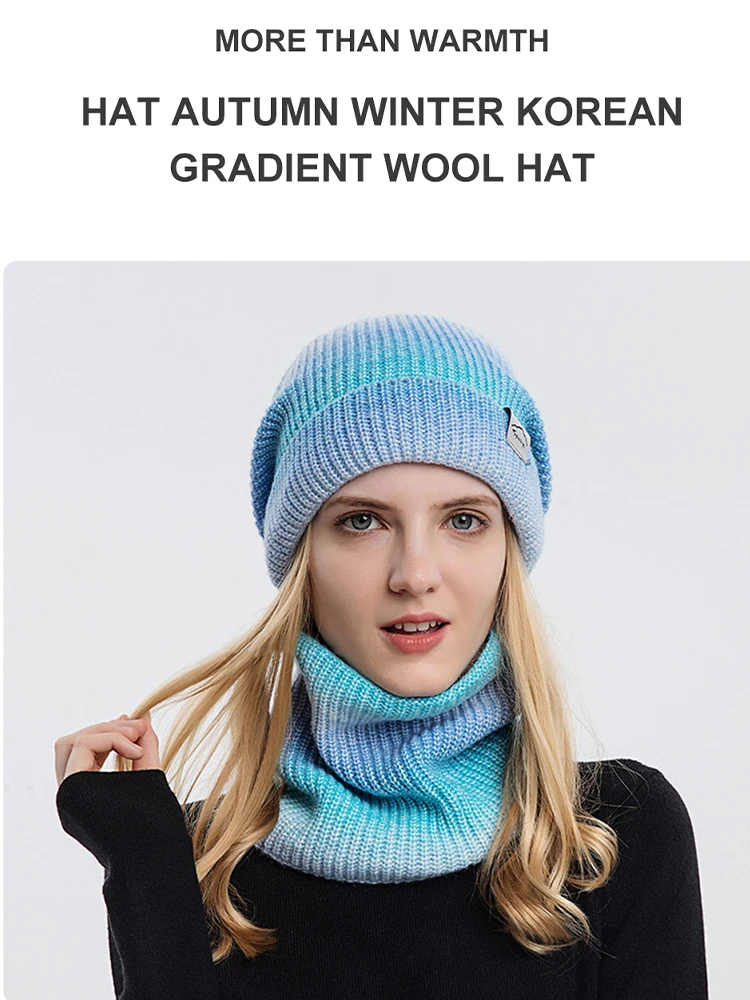 Fashion Winter Warm Hat Scarf Set 2021 New Warm Beanies Hat For Woman Scarf Autumn Winter Hats Knitted Caps Scarf Beanies