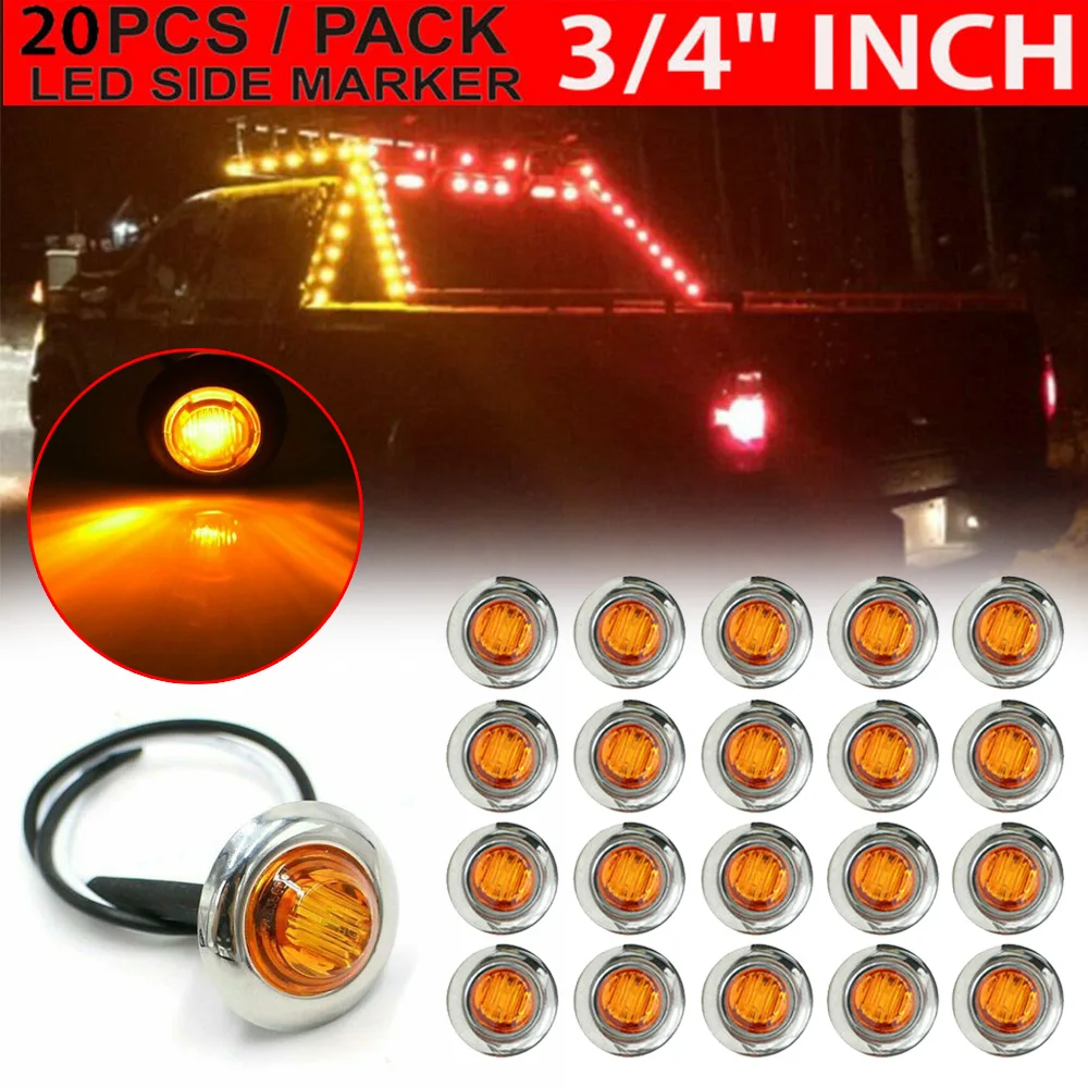 

20pcs Side Marker Lights For Truck Trailer Stainless steel frame Signal light