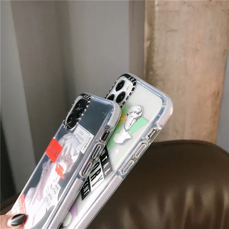 luxury art letter label phone case for iphone 12 mini 11 pro max 7 8 plus x xr xs max se 2020 cover transparent soft cases funda free global shipping
