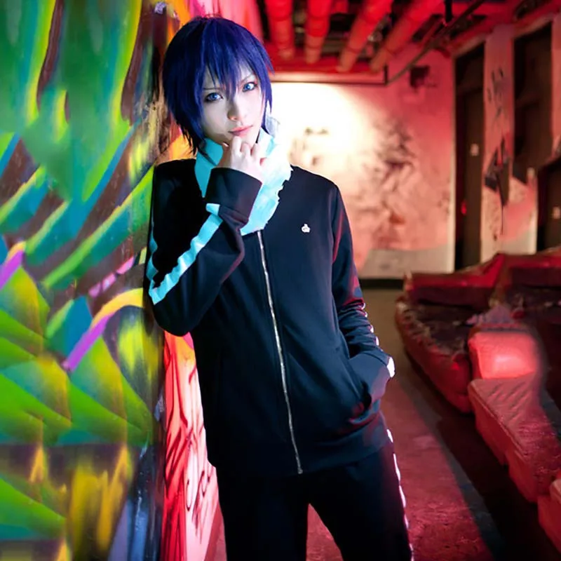 Аниме Бог бедности Noragami Yato куртка + брюки шарф костюм для косплея Черный