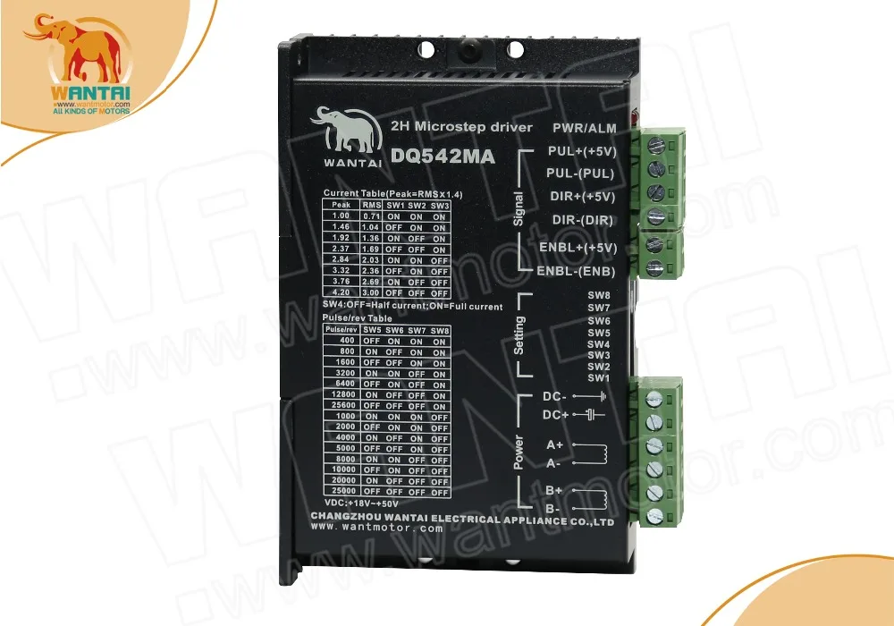 US & EU ship-DQ542MA wantai Драйвер Cnc 4.2A 50VDC 128 microstep 2ph цифровой Гибридный микро