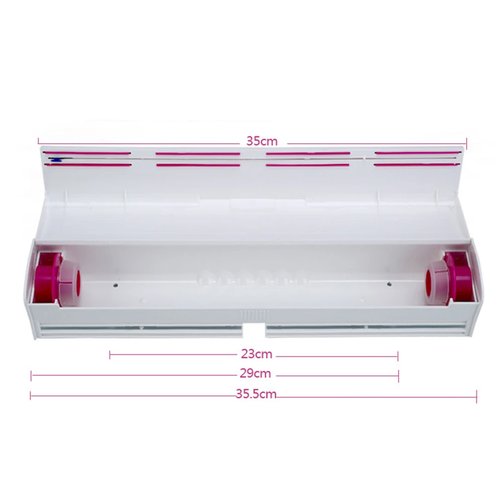 

Plastic Wrap Dispenser Film Wrap Cling Dispenser Preservative Film Roll Storage Box Case With Cutting Blade Kitchen Accessories