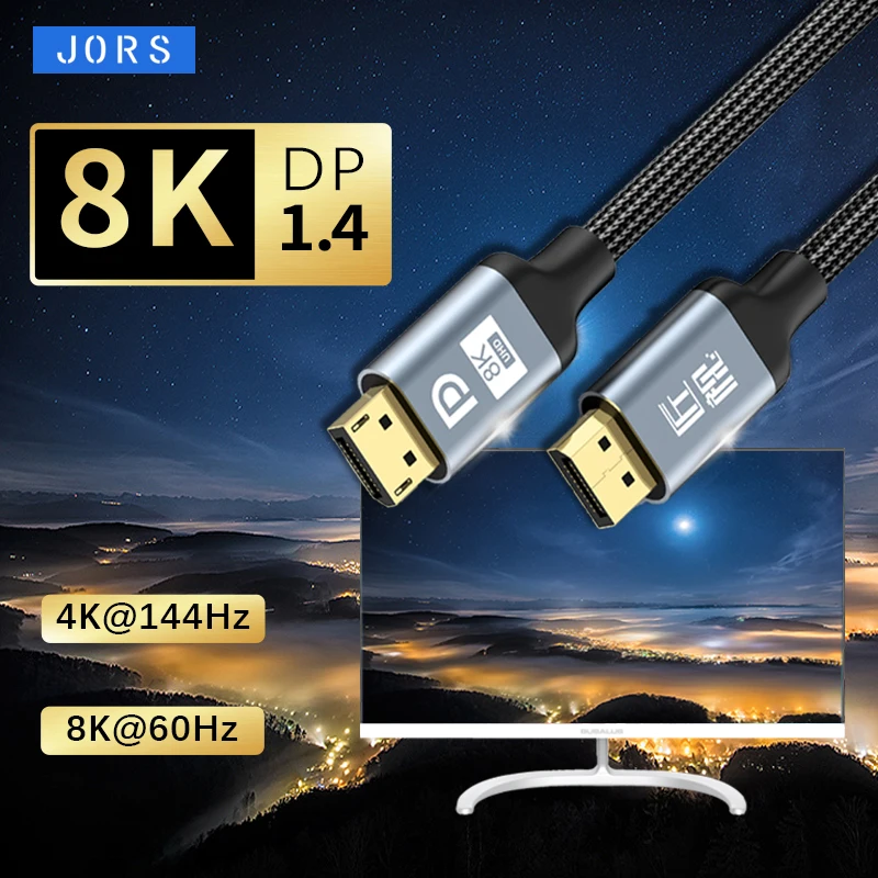 Кабель адаптер JORS для порта дисплея 1 4 2 кабель HDR DP 8K 4K 2K 165 Гц 144 60 ноутбуков видео