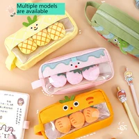 creative pencil case large capacity cute plush toy pin canvas stationery storage school box supplies stationery pouch pencil bag