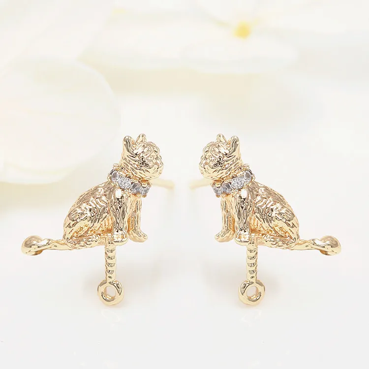 Индивидуальные позолоченные серьги-кольца в виде цивета кота подвеска модные