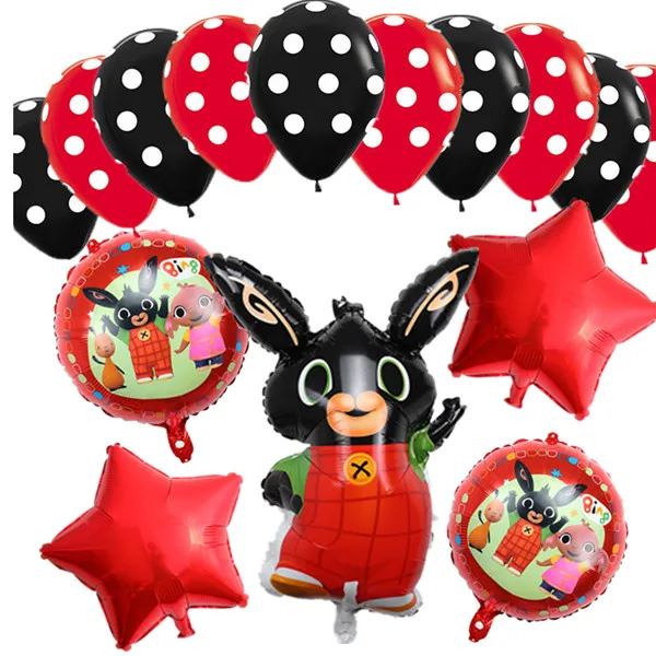 15pcs as picture 15 шт. 86*60 см Bing Банни фольгированные шары мультфильм кролик Воздушные шары 12 дюймов красный черный горошек латексные шары День рождения Декор поставки T - Цвет: 15pcs as picture