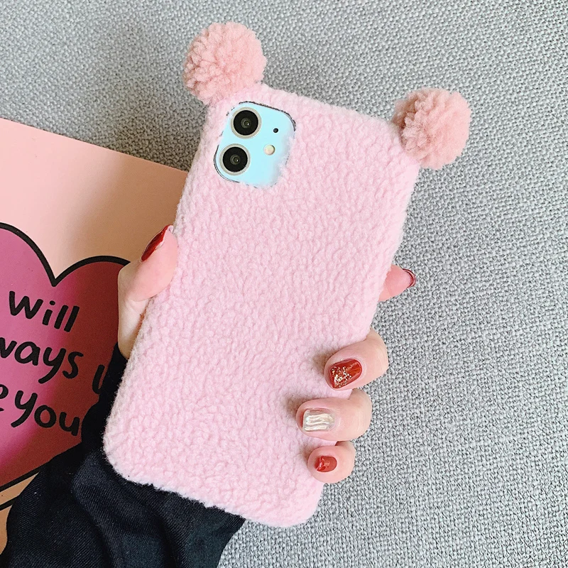 Мультфильм 3d Уши Теплый Плюшевый чехол для телефона iphone 11 11Pro Max XS XR пушистый