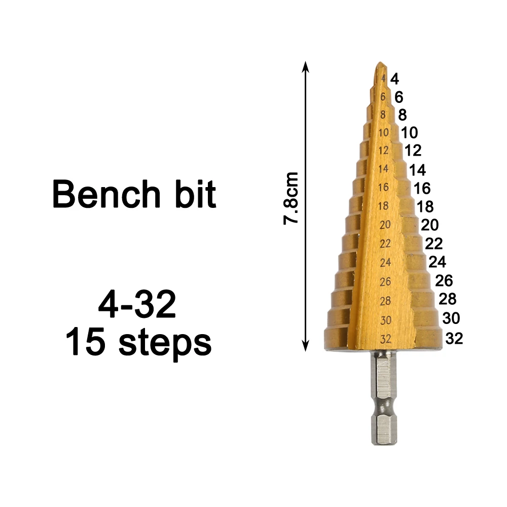 Шестигранное титановое ступенчатое Коническое сверло резак для отверстий 3-12 4-12