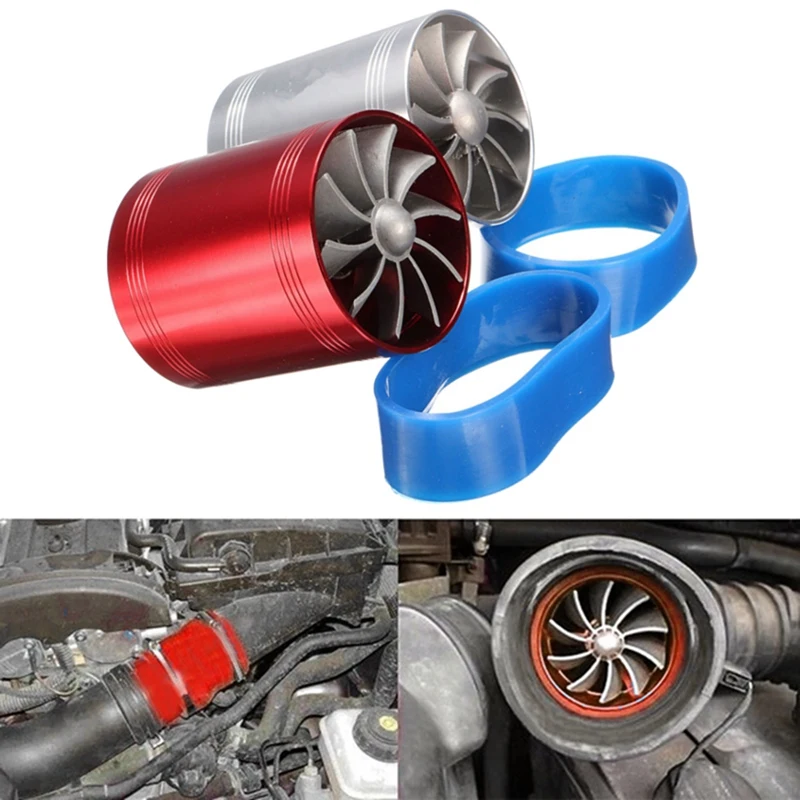TOP -Universal Car Double Turbine Turbo Charger Air Intake Gas Fuel Saver Fan Auto Supercharger | Автомобили и мотоциклы