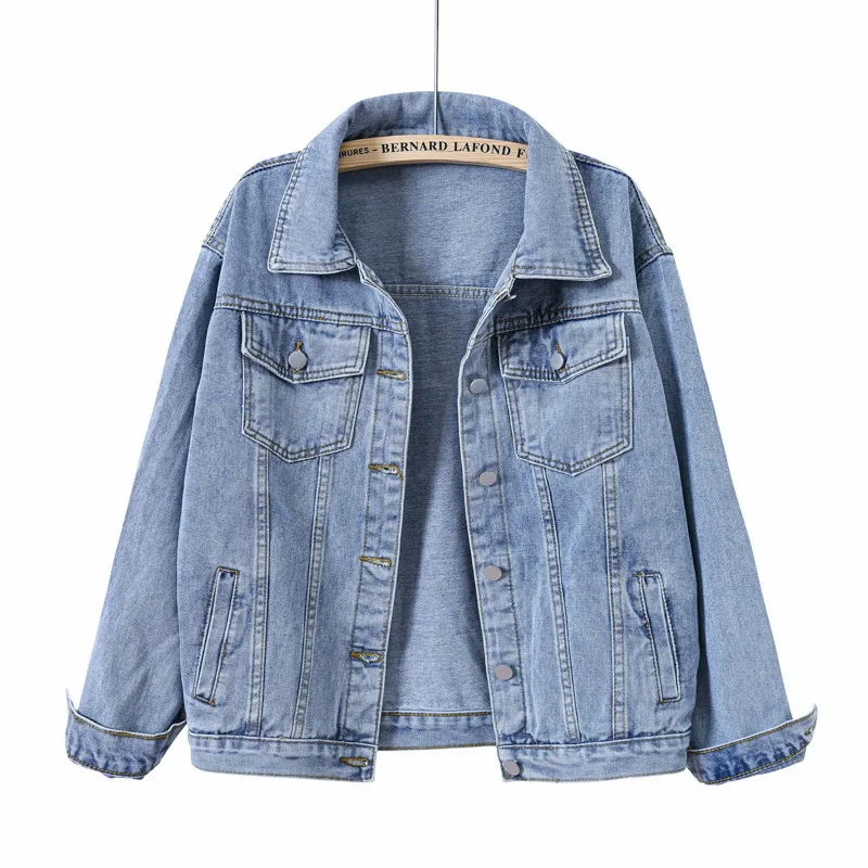 

Fall New Style Retro Blue Denim Jacket Women Loose Plus Size XXXXL Top