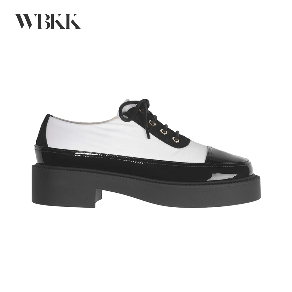 

WBKK 21FW новые женские черно-белые туфли на шнуровке # wfmd853