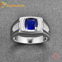 bonlavie blue stone wedding ring 925 sterling silver men jewelry wedding bands