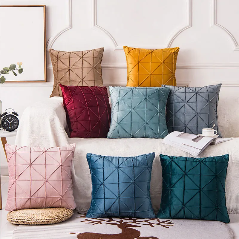 

Modern Nordic Pillow Vintage Cover Suede Check Decoration Pillowcase Luxury Cushion Cover Classical Decorative Pillows
