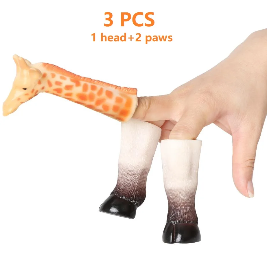 Giraffe 30 шт. мягкие виниловые животные-марионетки на пальцы реалистичные Тигр Леопард Жираф Рука марионетка куклы модель игрушки для детей мальчиков и девочек - Цвет: Giraffe