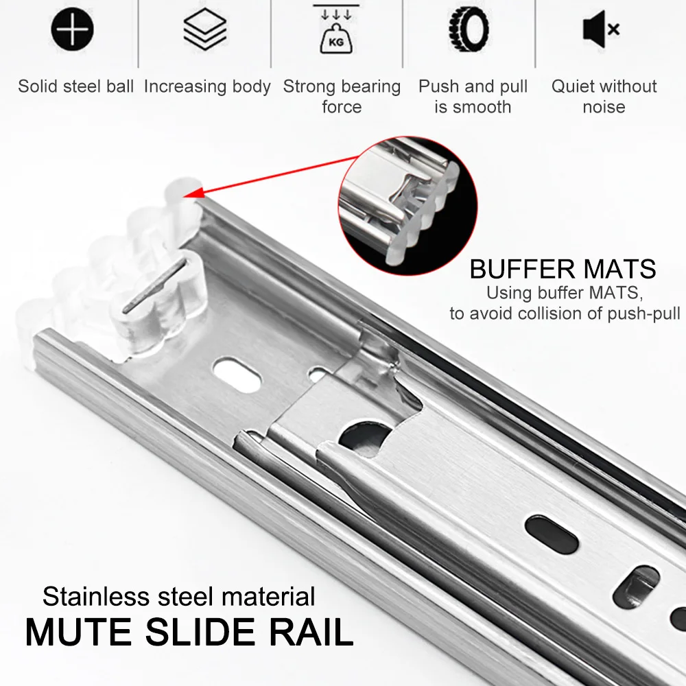 2pcs Drawer Track Slides Two Cabinet Rails Thickening Computer Table Chute Clothing Cabinets Keyboard Roller Pulley Furniture |