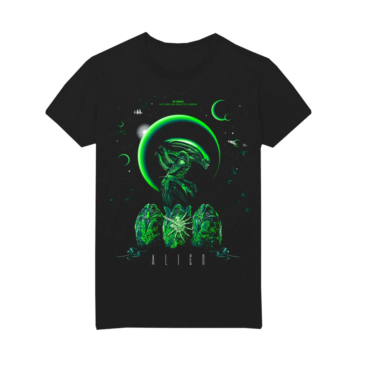 Alien Neon Green Glow Ripley Space Attack UFO Horror HD93 черная футболка уличная одежда модная