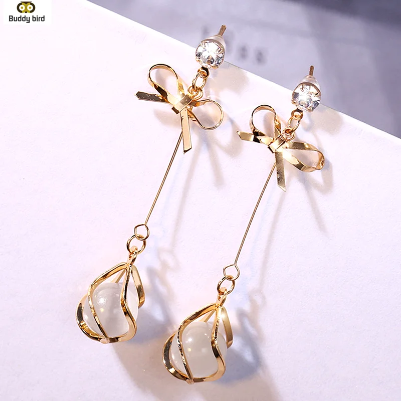 Крупные металлические трендовые женские серьги подвески в Корейском